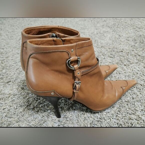 Prada Brown Western Ankle Booties size 37.5 usa 7.5 - Picture 1 of 11